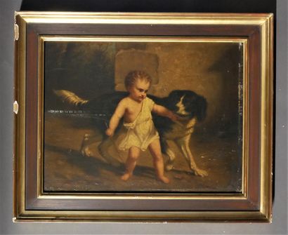 null Ecole française du XIXème s.

Jeune enfant avec chien

Huile sur panneau monogrammée...