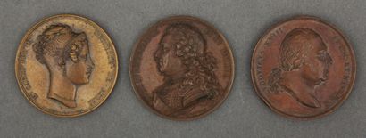 Lot de médailles : 
- Médaille Louis XV :...