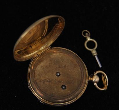 null *18k yellow gold pocket watch, gross weight: 65 g. (inner metal cover)