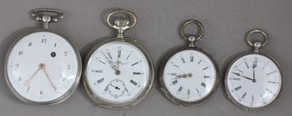 null Three silver gousset watches 800°/°° guilloche with central medallion, gross...