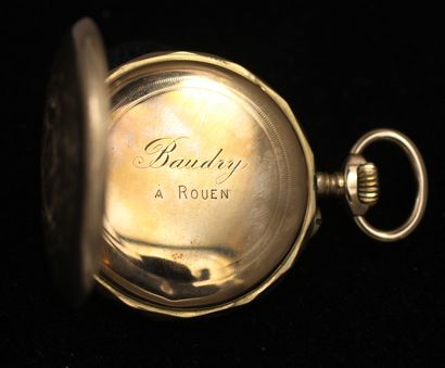 null BAUDRY in Rouen

Pocket watch in 18k yellow gold with numbers, inner cover in...