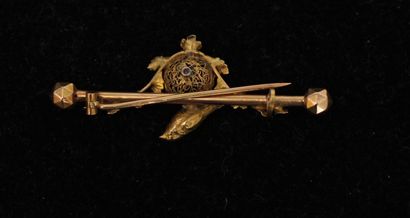 null Broche en or 18k et perles représentant un oiseau et son nid, pds brut : 1,5...