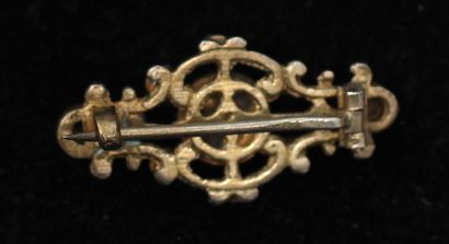 null Broche gerbe en or jaune 14k et argent sertie de pierres blanches, pds brut...