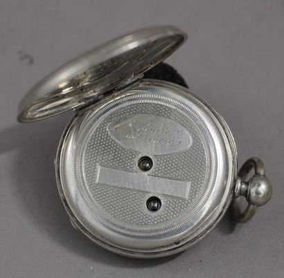 null Three silver gousset watches 800°/°° guilloche with central medallion, gross...