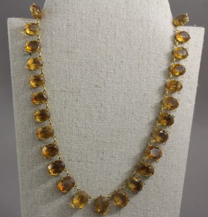 null Necklace in metal decorated with thirty-three citrines in fall