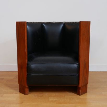 null Piece of furniture of living room out of wooden veneer of octagonal form, black...