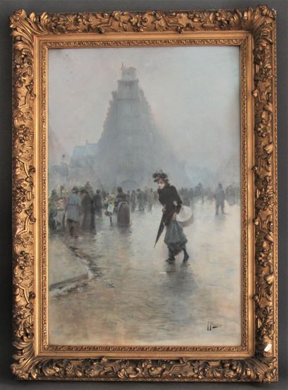 null Félix ALARCON (c.1840-1905)

Place animée à Paris

Huile sur toile signée en...