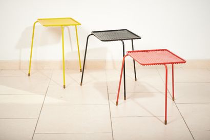 null Mathieu MATEGOT (1910 - 2001) 

	Suite of three Soumba nesting tables (model...