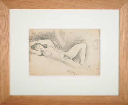 null Alfred RETH (1884-1966)

Femme nue allongée

Mine de plomb sur papier signée...