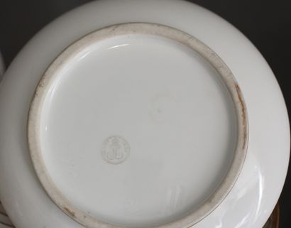  SEVRES (hard porcelain): 
Elements of white porcelain services, the bodies of godronnée...