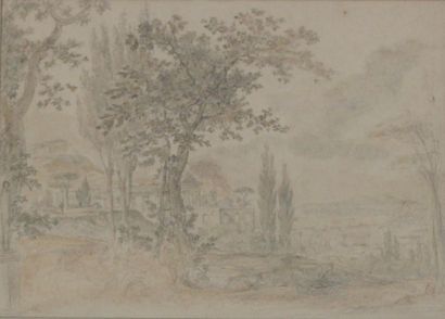 null French school around 1760

Italian landscape

Black stone, and brown wash

17,5...