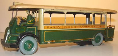 null CR - 1937 : autobus parisien, mécanique, en tôle lithographiée, ligne « Passy...