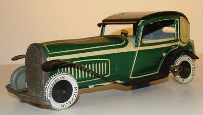 null EGDA : LANDAULET français 1930, mécanique, en tôle lithographiée, vert, jaune...