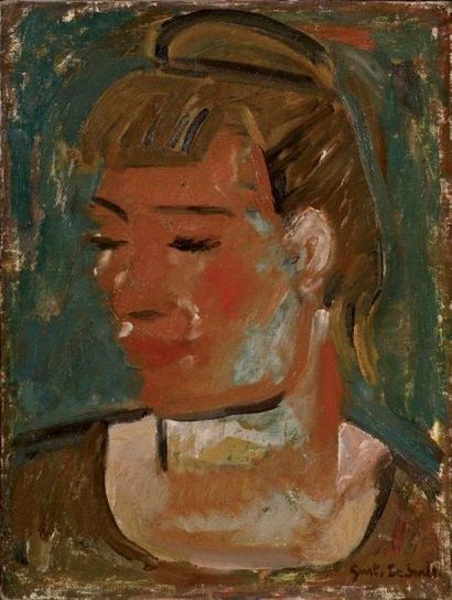 "SMET Gustave de (1877-1943)" "Portrait de femme, 1936 Huile sur toile Signée en...