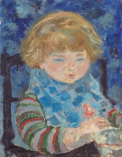 "GRAU-SALA Emilio (1911-1975)" "Portrait d'enfant Huile sur toile signée en bas à...