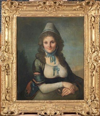 "ECOLE FRANCAISE Dernier tiers du XVIIIe siècle" "Portrait de jeune femme en buste...