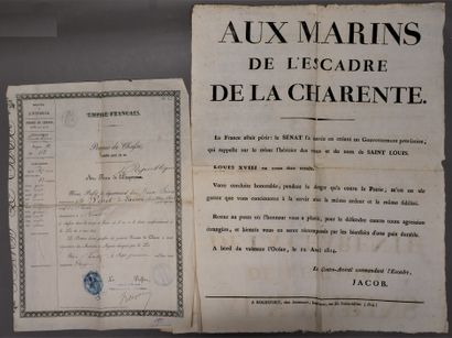 null Lot de papiers divers, assignats, promesse de mandat territorial ; timbre de...