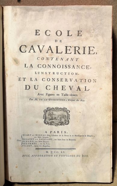 null LA GUÉRINIÈRE (François Robichon de). École de cavalerie, contenant la connoissance,...