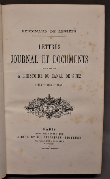 null FERDINAND DE LESSEPS. Lettres, journal et documents pour servir à l'histoire...