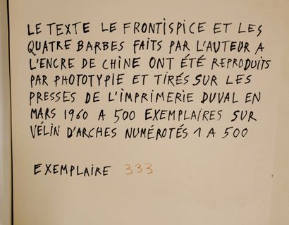 null Jean DUBUFFET.

La Fleur de barbe. 

Paris, s.n., 1960. In-folio, 500x330, sous...