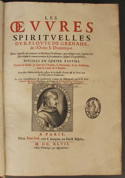 null Louis De Grenade (R.P) ? Œuvres spirituelles.

Paris, Jost, 1647 ; 2 parties...
