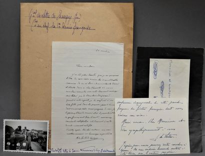 null Général de LATTRE DE TASSIGNY. 1889-1952. 1 carte visite as., 3 photos amateur,...