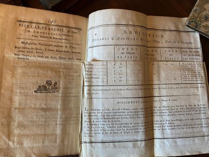 null *Etat général du service des diligences…1792 (un vol.)

et lot de livres reliés...