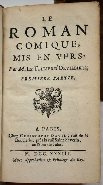 null LE TELLIER D’ORVILLIERS. Le Roman comique mis en vers.

Christophe David, 1733....