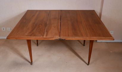 null Table rectangulaire en bois naturel à plateau portefeuille, pieds gaines terminés...