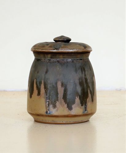 null *DENBAC

Pot couvert en grès à engobe marron et grise, signé

H : 11 cm.
