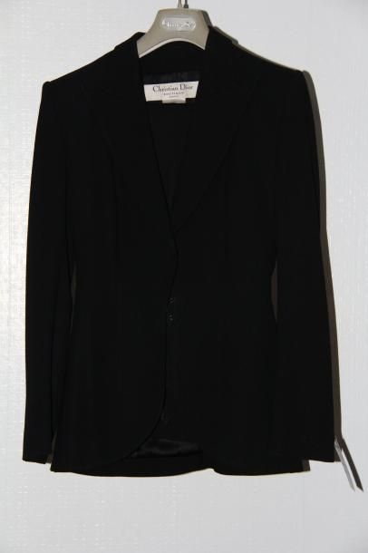 Christian DIOR boutique par Hedi Slimane Ensemble pantalon en crêpe noir, veste à...