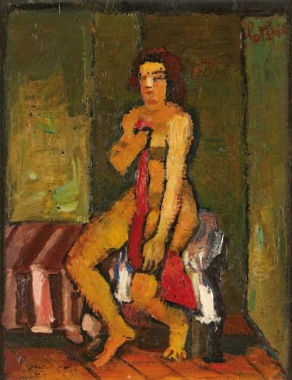 LATAPIE Louis (1891-1972) Nu assis Huile sur toile. Signée en haut à droite 38 x...