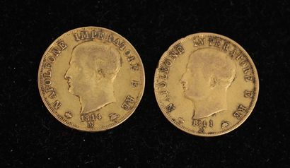 *Deux pièces de 40 lire en or 1811 M, 1814...