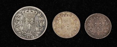 null HENRI V roi de France

Lot de trois pièces en argent :

- 1/2 Francs buste jeune...
