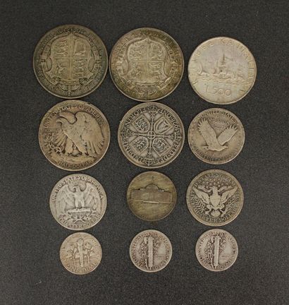 null Lot de pièces en argent :

- 1 p de 500 lire 1958-2001

- 1 p 1 florin 1928

-...