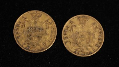 null *Deux pièces de 40 lire en or 1811 M, 1814 M