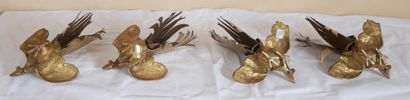 null Two pairs of roosters in bronze and gilded cut sheet metal

H : 22 L : 23 c...