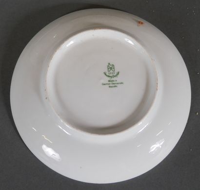 null Part of a white porcelain dinner service decorated with flowering branches