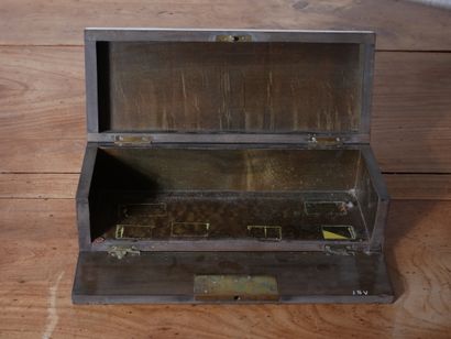 null House of ZIMBERG

Glove box in ebony veneer inlaid with brass, label, Napoleon...