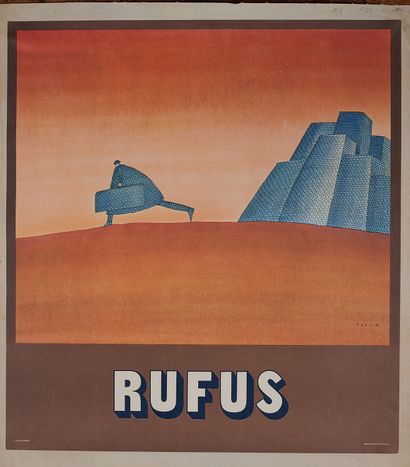 null Jean-Michel FOLON (1934-2005).
RUFUS, 1978. 
Poster lithographed colors, pasted...
