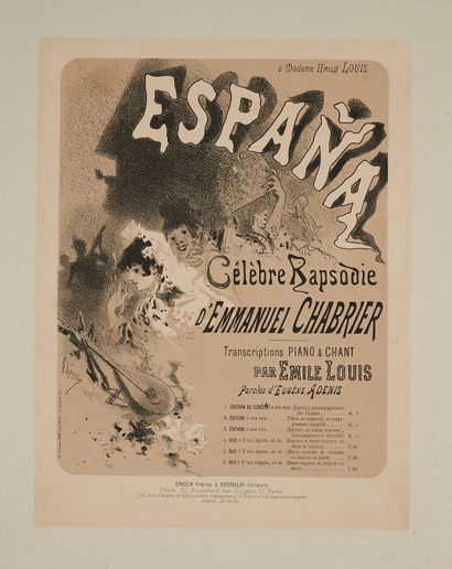 null Jules CHERET (1836-1932). 
ESPANA, CELEBRE RAPSODIE d'Emmanuel Chabrier
Deux...