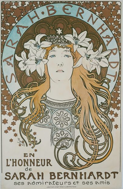 null Alfons MUCHA (1860-1939). 
TRIBUTE TO SARAH BERNHARDT. 
Poster lithographed...