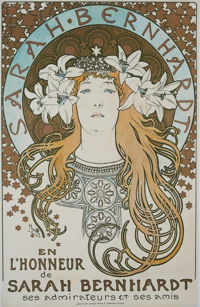 null Alfons MUCHA (1860-1939). 
HOMMAGE A SARAH BERNHARDT. 
Affiche lithographiée...