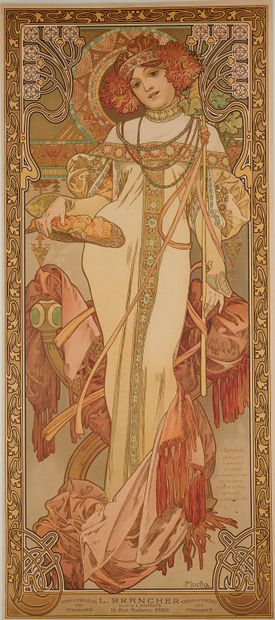 null Alfons MUCHA (1860-1939).
AUTUMN.
One of the four compositions representing...