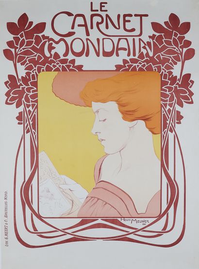 null Henri MEUNIER (1873-1922). 
LE CARNET MONDAIN, 1901. 
Affiche lithographiée...