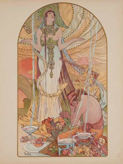 null Alfons MUCHA (1860-1939).
INCANTATION or SALAMMBÔ.
Poster lithographed in colors,...