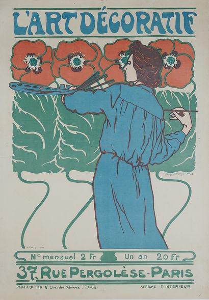 null Hans CHRISTIANSEN (1866-1945). 
DECORATIVE ART. 
Poster lithographed in colors,...