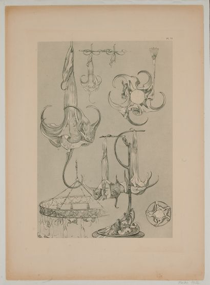 null Alfons MUCHA (1860-1939). 
Etude de luminaires : Documents décoratifs. PL.70.
Planche...