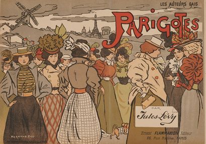 null Fernand FAU (1858-1915). 
PARIGOTES par Jules Levy. 
Affiche lithographiée couleurs,...