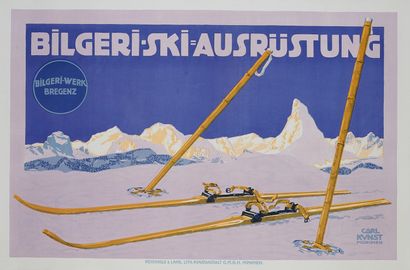 null Carl KUNST (1884-1912). 
BILGERI-SKI-AUSRUSTUNG. 
Affiche lithographiée couleurs,...
